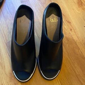 Dotti Black Mules with White Detail